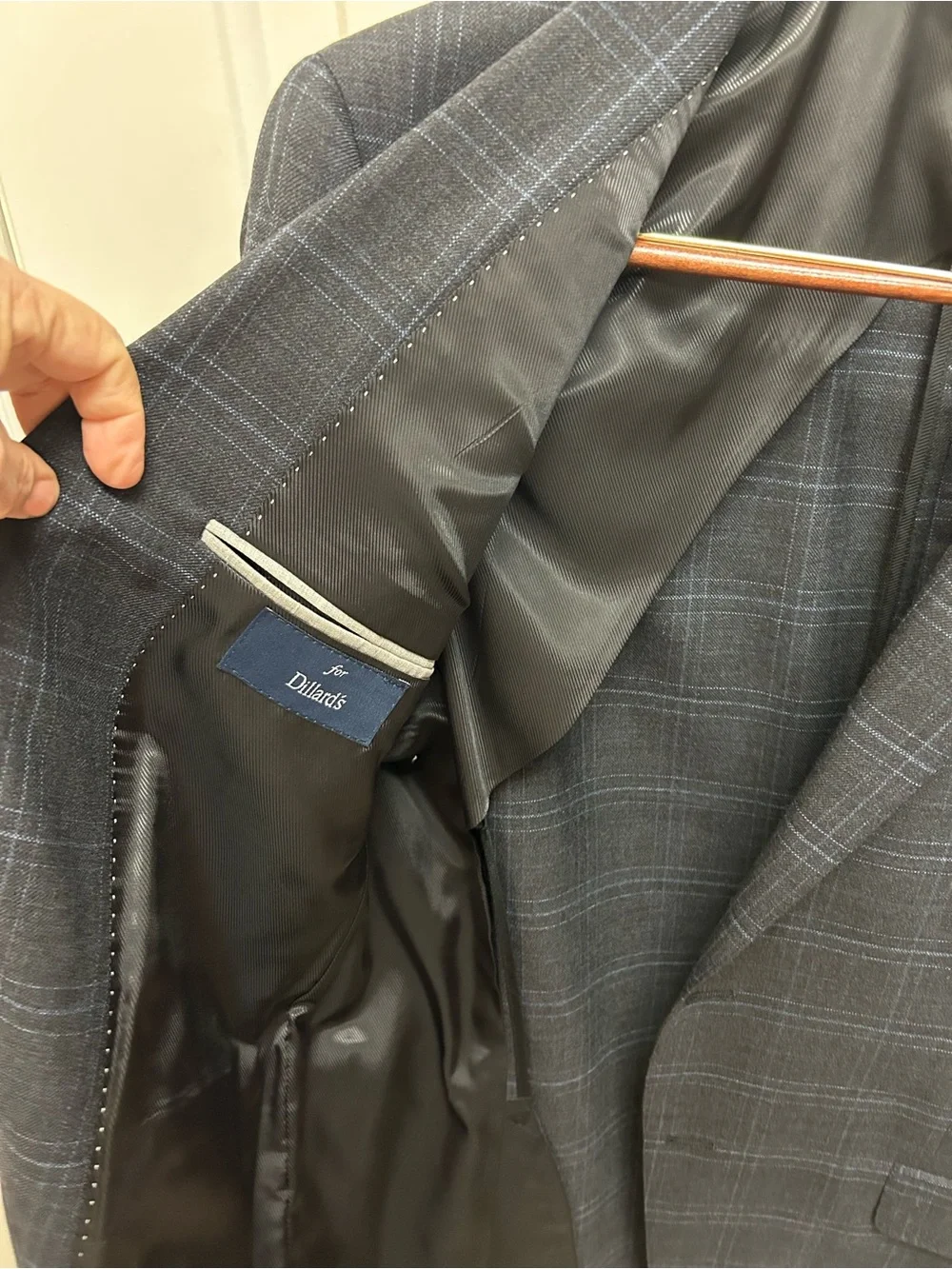 Hart Schaffner Marx Windowpane Sport Coat Blue &Charcoal Windowpane Worsted Wool